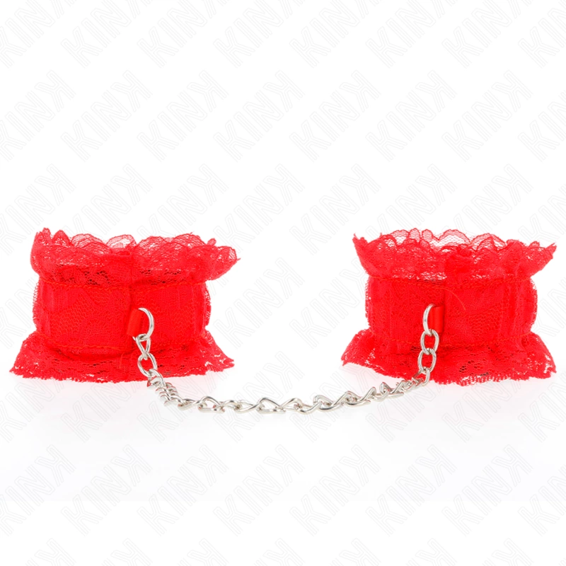 Lace Elastic Wrist Restraints Red - Adjustable Soft Comfort Cuffs Lace Elastic Wrist Restraints Red - Adjustable Soft Comfort Cuffs