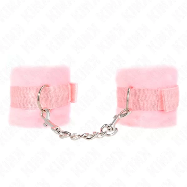Beginner Fur Wrist Cuffs Pink 30x7 cm - Soft Adjustable Fastening