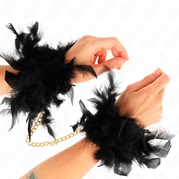 Feather Handcuffs with Gold Chain - Elegant Restraint Model 1