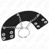 KINK Metalowy pierÅ›cieÅ„ intymny 4 cm z Å‚aÅ„cuszkiem 7 cm i skorzanym paskiem
