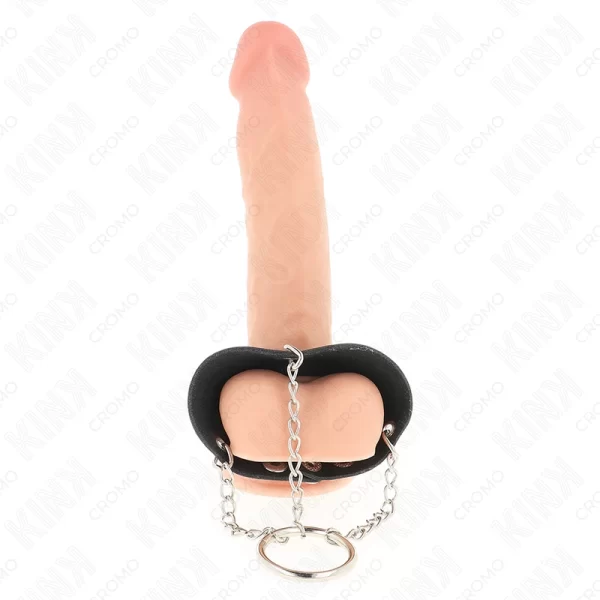 KINK Metalowy pierÅ›cieÅ„ anatomiczny 4 cm z Å‚aÅ„cuszkiem i skorzanym paskiem