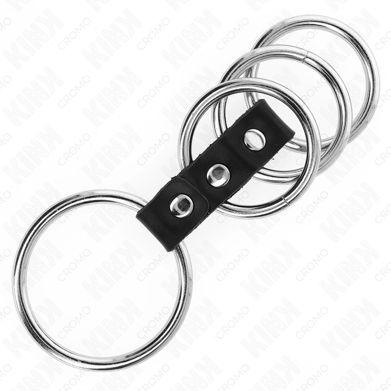 KINK Zestaw 4 metalowych pierÅ›cieni anatomicznych poÅ‚Ä…czonych skorÄ… 3