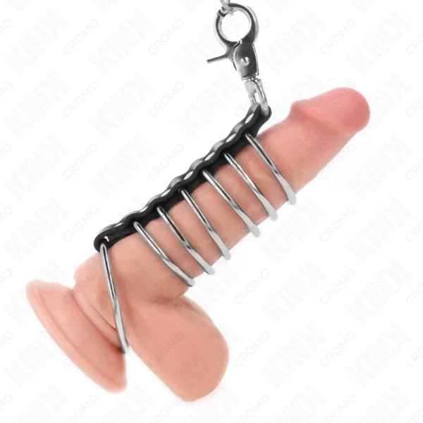 Metal & Leather Ring System 7-Piece with 100cm Chain
