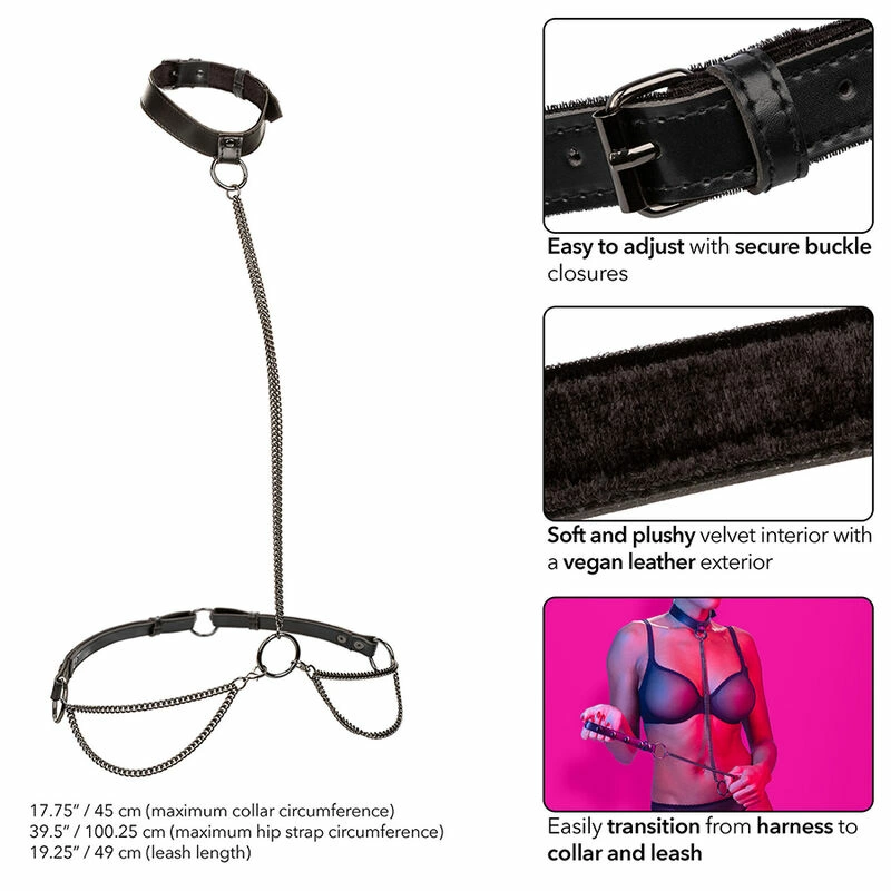 CalExotics Euphoria Chain Halter Collar & Leash - Skora wegaÅ„ska