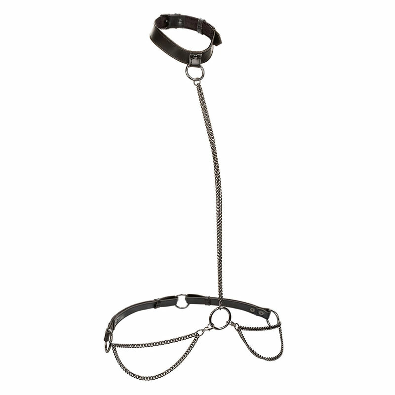 Euphoria Chain Halter Collar & Leash Vegan Leather Adjustable