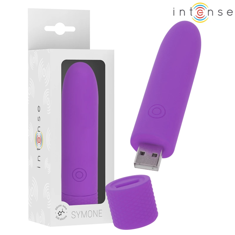 Symone USB Rechargeable Vibrating Bullet Purple 10cm Compact