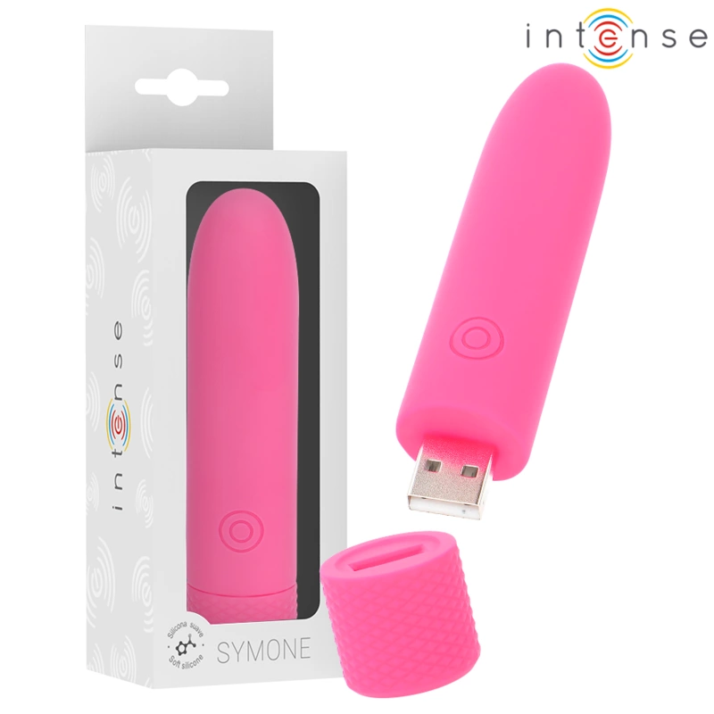 SYMONE USB Mini Vibrating Device Pink 8 Modes 10cm x 2.2cm