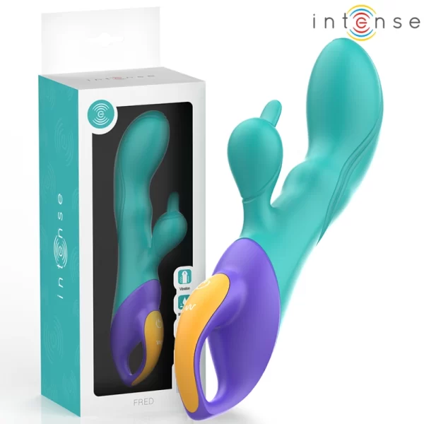 FRED Dual Stimulation Rabbit Model Vibrator Blue Silicone