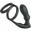 Emoni Black Silicone Dual Intimate Ring & Plug Emoni Black Silicone Dual Intimate Ring & Plug