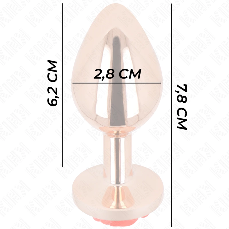 Kink Rose Gold Metal Plug z CzerwonÄ… RoÅ¼Ä… - Stal