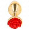 Stainless Steel Intimate Plug Gold with Red Rose Accent Size