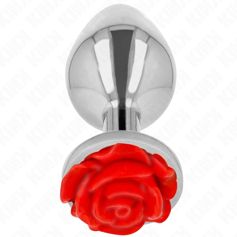 Steel Plug Rose Red - Stainless Steel Accessory with Floral Base Steel Plug Rose Red - Stainless Steel Accessory with Floral Base