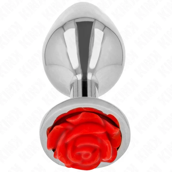 Stainless Steel Plug Rose Red - Elegant Intimate Accessory 7cm
