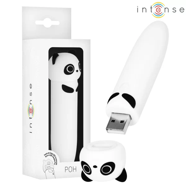 POH Panda USB Rechargeable Vibrating Mini Bullet 10 cm Black