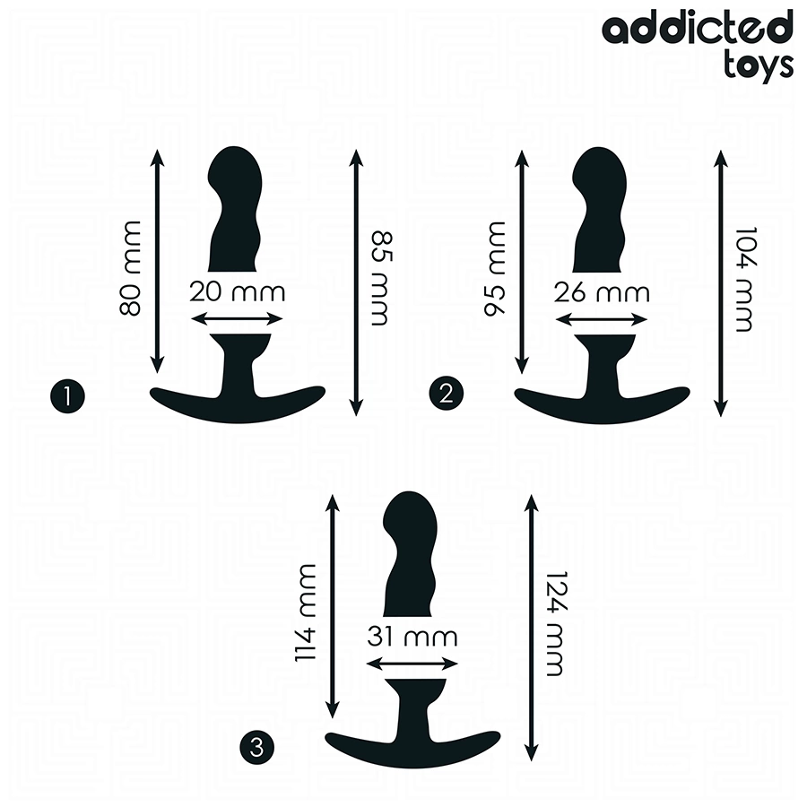 Addicted Toys Zestaw 3 anatomicznych zatyczek silikonowych Model 1