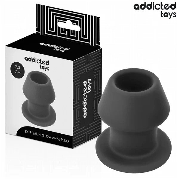 Toys Extreme Hollow Silicone Plug Size S 7.5 cm - Black