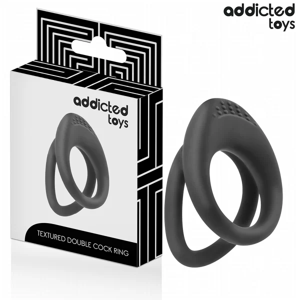 Toys Double Ring System Silicone Black - Textured Support 72 mm