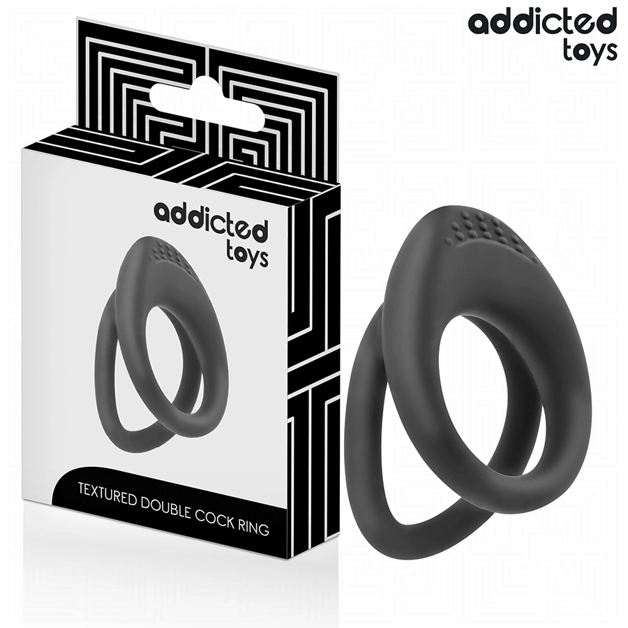 Toys Double Ring System Silicone Black - Textured Support 72 mm