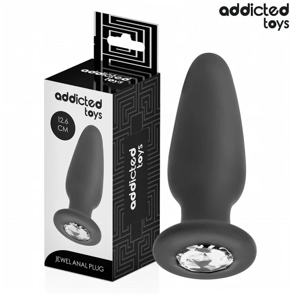 Toys Silicone Plug with Decorative Jewel 12.6 cm Black
