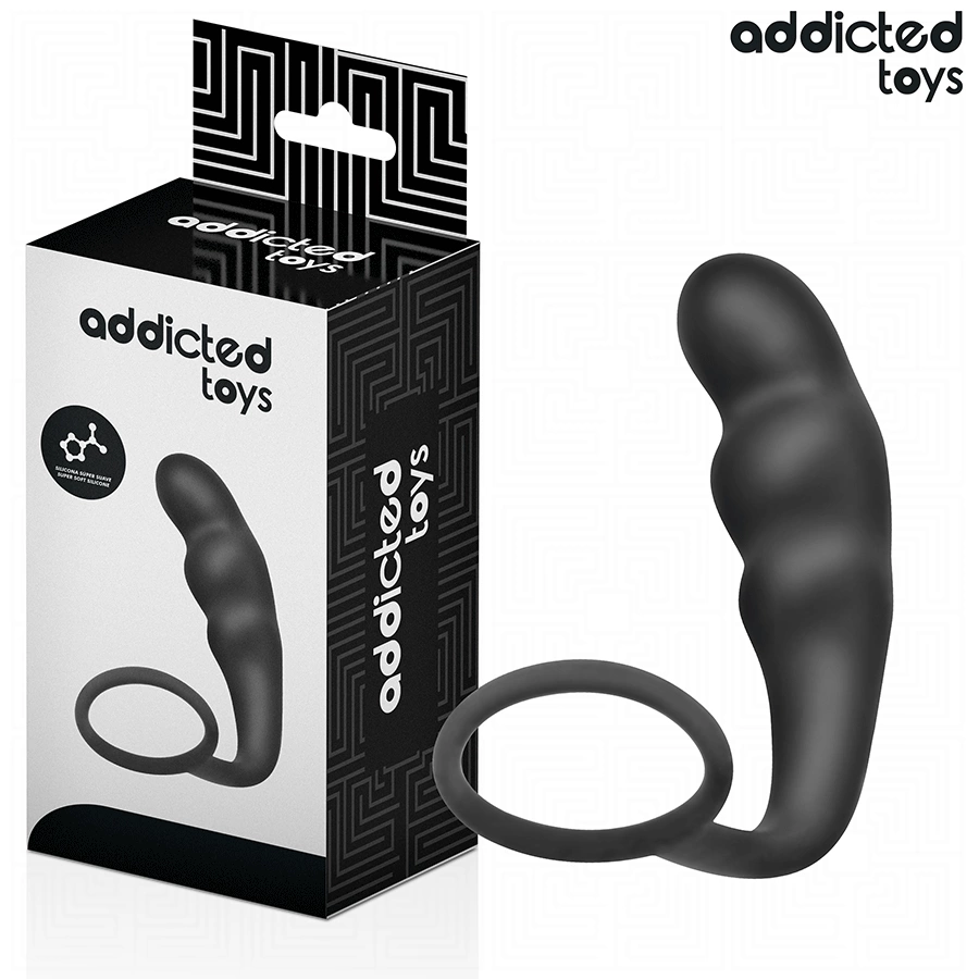 Toys Silicone Intimate Plug with Ring Model 4 - Black
