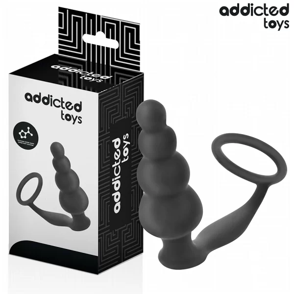Toys Silicone Intimate Plug with Ring Model 5 - Black