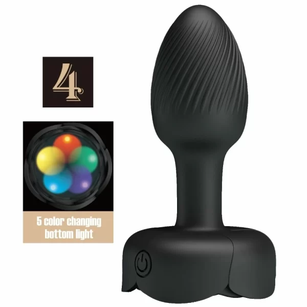 Olman Black Plug with LED Light & 10 Vibration Modes 8.8cm