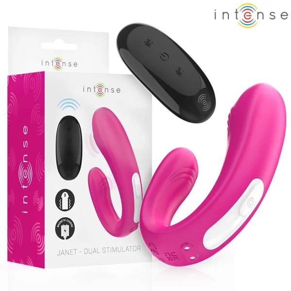 Janet Dual U-Shaped Remote Vibrating Device Pink 10.2cm