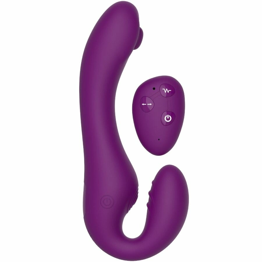 2-in-1 Strapless Remote Vibrator Purple Silicone Rechargeable