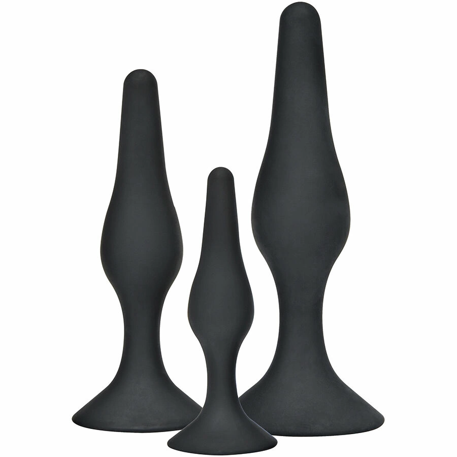Curvy Companions 3-Piece Anal Plug Set Black Silicone Ergonomic