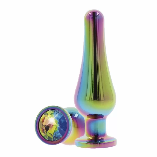 Twilight Bum Bijou Small Aluminum Plug with Rainbow Crystal 9.2cm