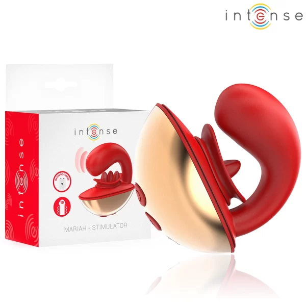 Mariah U-Shape Vibrator & Dual Stimulator 10 Modes Red Silicone