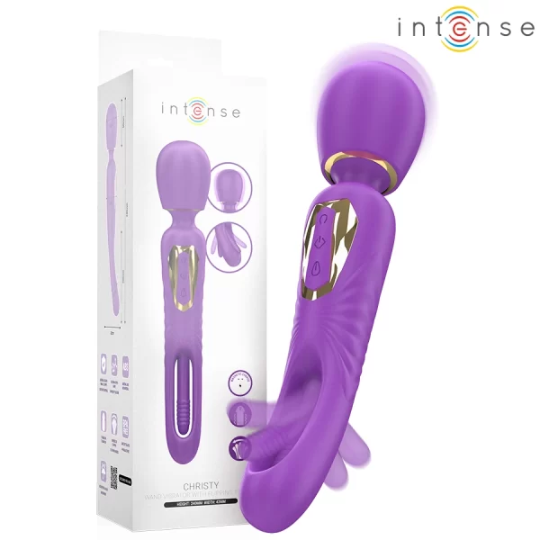 Christy Vibrating Wand with Flipping Tongue - Pink