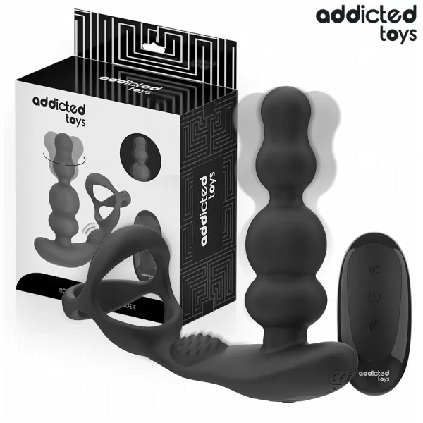 Toys Rotating Prostate Massager Remote Control Silicone Black