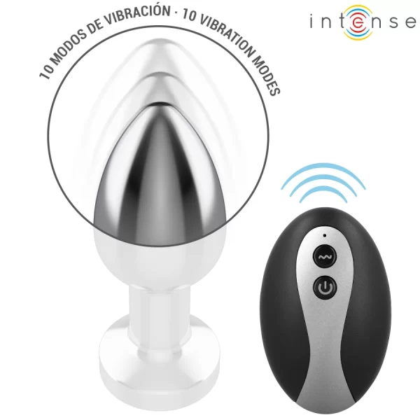 Intense Plug LED Metalowy Korek Anatomiczny M z Pilotem i WibracjÄ…