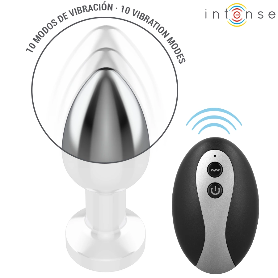 Intense Plug LED Metalowy Korek Anatomiczny M z Pilotem i WibracjÄ…