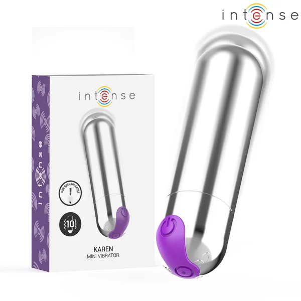 Karen Mini Rechargeable Bullet Silver - Compact 10-Mode Stimulator