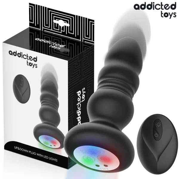 Toys Rotating Vibrating Plug LED Remote 11.9cm Silicone Black