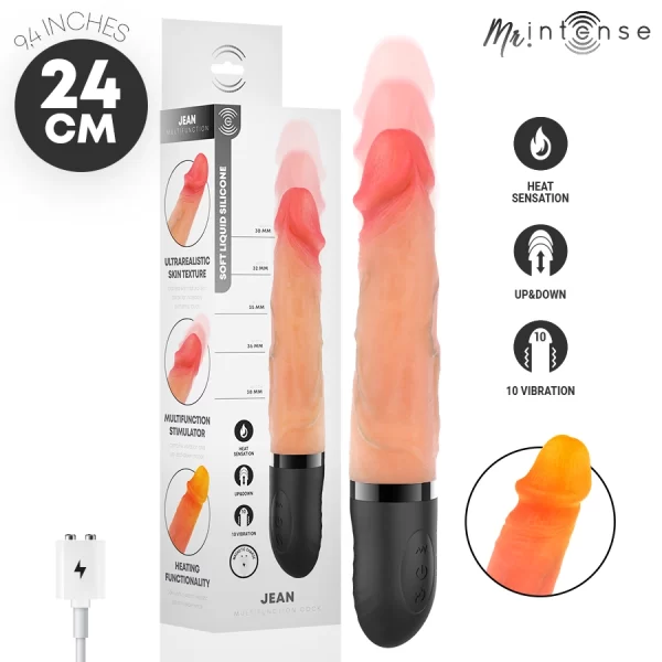 Jean Up & Down Vibrator 24cm Heating Function Silicone Blue