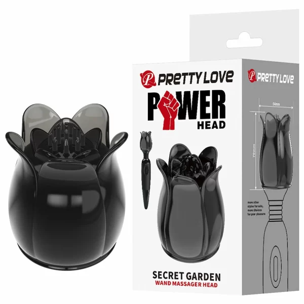Secret Garden Black Wand Head - Ergonomic Silicone Attachment