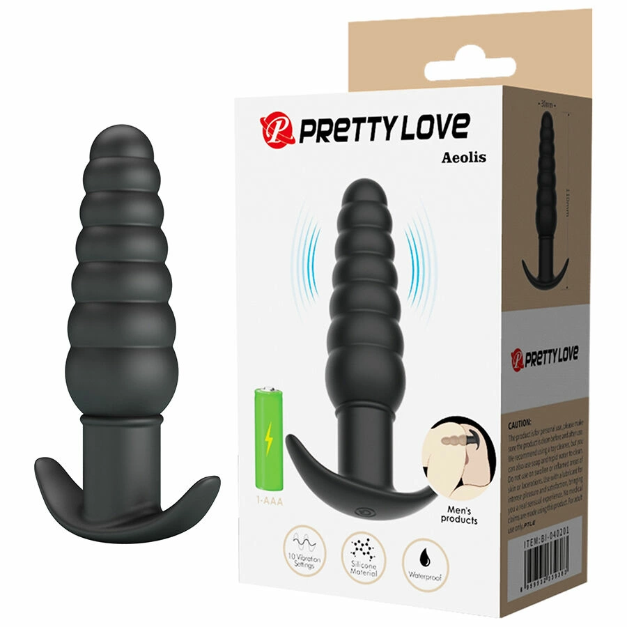 Aeolis Vibrating Anal Plug Black Silicone 10 Modes