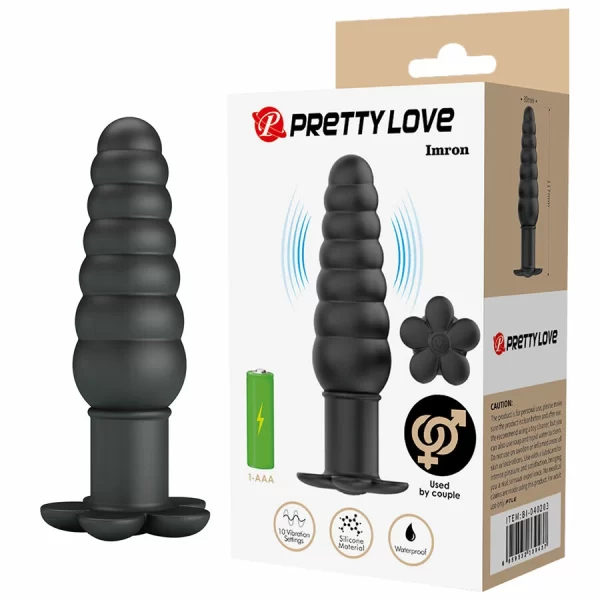 Imron Vibrating Plug Black Silicone 10 Modes Ergonomic