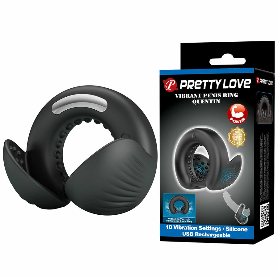 Quentin Dual Silicone Ring with Vibrating System Black