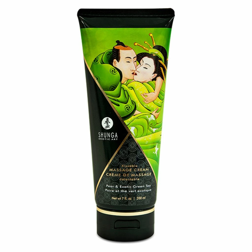 Shunga Massage Cream Pear & Exotic Green Tea 200ml - Silky Edible Formula Shunga Massage Cream Pear & Exotic Green Tea 200ml - Silky Edible Formula