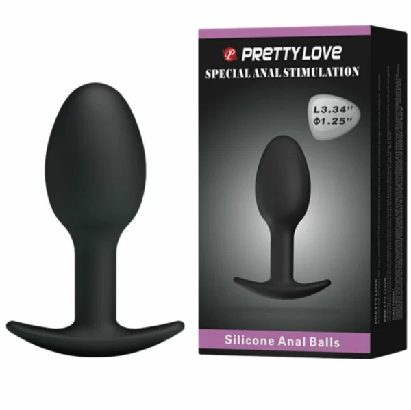 Pretty Love Silicone Anal Plug 6.5 cm Black Weighted Ball System