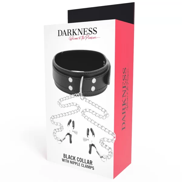 Darkness Adjustable PVC Collar with Metal Chain and Black - Anelma Darkness Adjustable PVC Collar with Metal Chain and Black