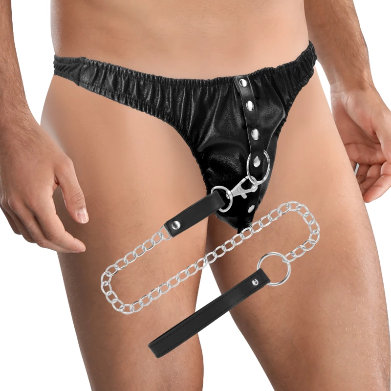 Darkness Submission Thong with Adjustable Metal Chain - Anelma Darkness Submission Thong with Adjustable Metal Chain