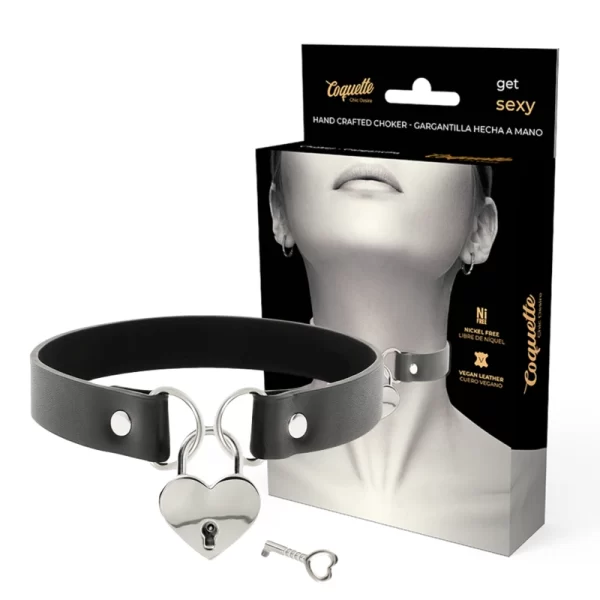 Coquette Chic Desire naszyjnik ze skory wegaÅ„skiej z zawieszkÄ… serce 40cm