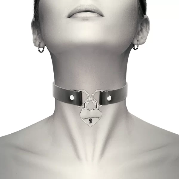 Coquette Chic Desire Vegan Leather Heart Necklace with Key