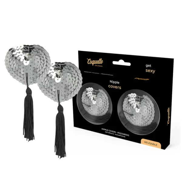Coquette Chic Desire Silver Nipple Covers - Self-Adhesive