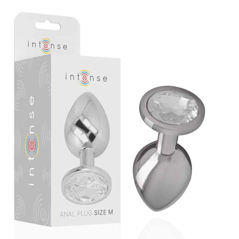 Intense Aluminum Plug Silver Crystal - Medium Metal Model with Gemstone M